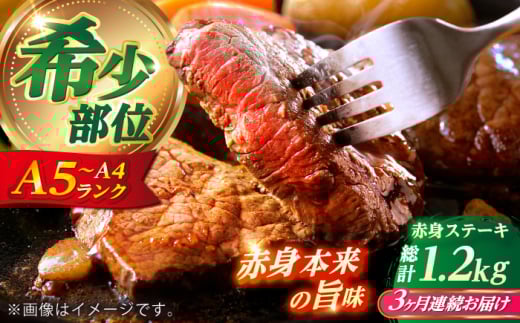 【全3回定期便】 長崎和牛 希少部位 赤身 ステーキ 200g×2 【KRAZY MEAT】 和牛 肉 牛肉 BBQ 冷凍 A5 A4 [RCQ005]
