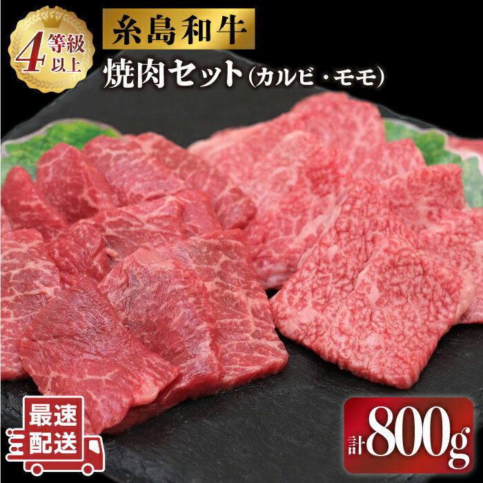【ふるさと納税】糸島和牛の焼肉セット800g(カルビ400g/モモ400g) 糸島市 / JA糸島産直市場 伊都菜彩[AED008] 21000円 黒毛和牛 冷蔵配送