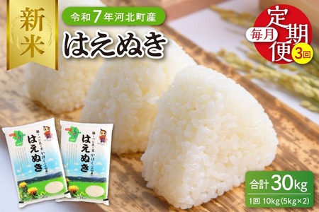 【令和7年産米】※2026年2月下旬開始※ はえぬき30kg（10kg×3ヶ月）定期便 山形県産 【JAさがえ西村山】ka008-006d-r7-02043