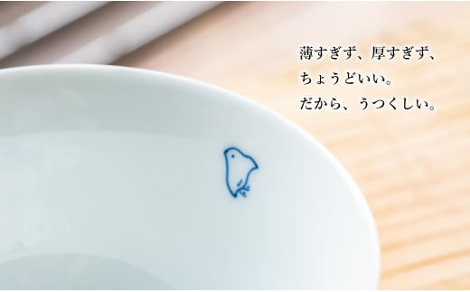 [G457p］ 〈嘉久正窯〉千鳥 茶碗 こと?んふ?り 6寸皿 計6点セット 手描き 染付 飯碗 茶碗 丼 ケーキ皿