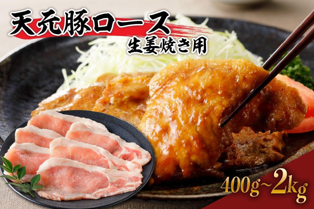 
                  豚肉 天元豚 ロース 生姜焼き用 400g ～ 2kg ブランド豚 精肉 ポーク スライス 薄切り 国産 山形県 米沢市
                