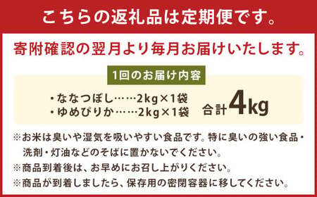 【10ヶ月定期便】 らんこし米 食べ比べ （ななつぼし・ゆめぴりか） 各2kg（黒川農場） お米 米 コメ 白米 精米 ご飯 2kg 北海道 蘭越町