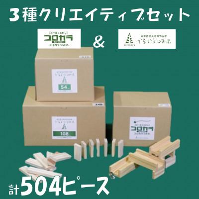 ふるさと納税 三股町 みやざきスギのつみき　コロカラ&amp;からからつみき3種類クリエイティブセット504P【B-1711】