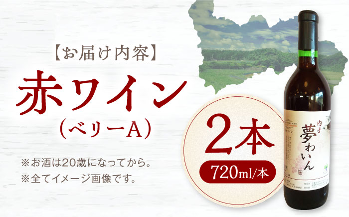 内子夢わいん 赤ワイン (ベリーA) 約720ml 2本 / ワイン 赤ワイン ベリーA わいん wine お酒 酒 洋酒 愛媛県 愛媛 内子町 国産ワイン 日本ワイン 果実酒 送料無料 人気 家飲み