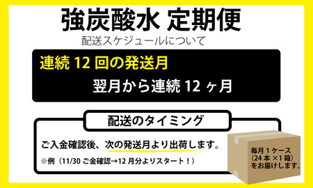 【定期便】（12ヶ月連続お届け）強炭酸水（500ml）１ケース（24本入り）×12回 Q077-001