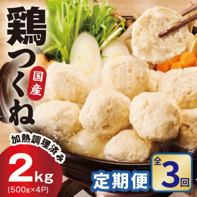 ふるさと納税 泉佐野市 【毎月定期便】国産鶏使用 つくね 2kg(500g×4P) 調理済/簡単調理 泉州たまねぎ入り全3回