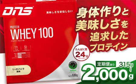 【定期便12回】DNS プロテインホエイ 100 リッチバニラ 風味 2000g