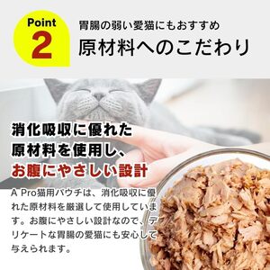 A Pro 猫用パウチ（まぐろ・かつお・ささみ・サーモン入り）12袋入×6箱_A Pro 猫用 パウチ 12袋入 × 6箱 計 72袋 まぐろ かつお ささみ サーモン 愛猫 健康 至福のひととき ウ