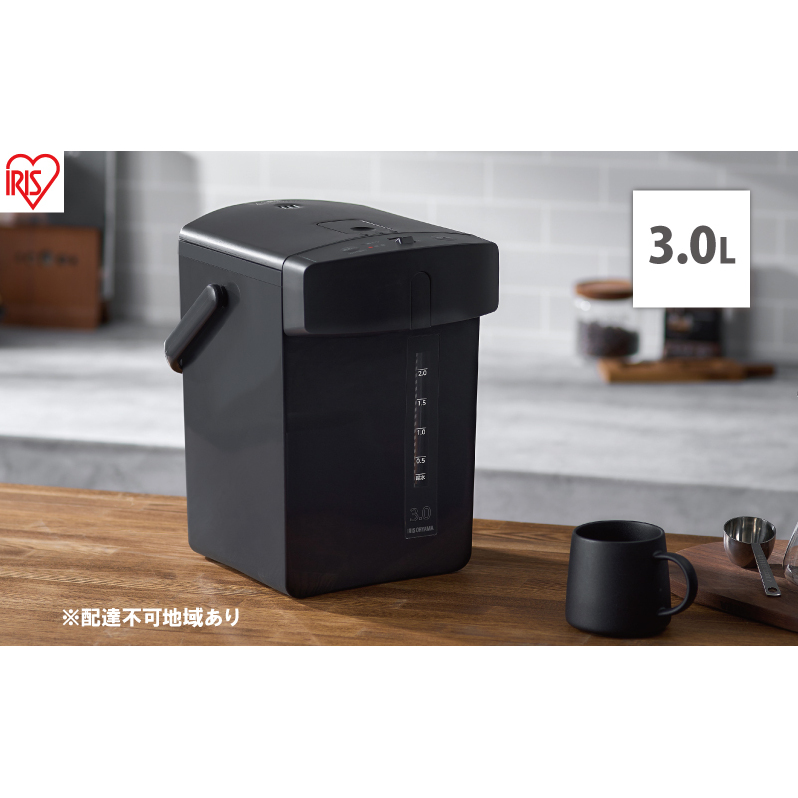 電気ポット ポット ジャーポット 3.0L メカ式 IMHD-230-B ブラック アイリスオーヤマ 保温 カルキ抜き 空焚き防止 省エネ 小型 ミニポット 湯沸かし 湯沸かし器 シンプル 軽量 