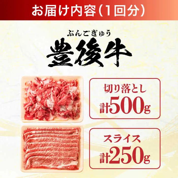 【全6回定期便】【訳あり】おおいた豊後牛 しゃぶしゃぶすき焼き セット(スライス・切り落とし)750g しゃぶしゃぶすき焼き 訳あり 豊後牛 しゃぶしゃぶ すき焼き 牛肉 [AREI078]