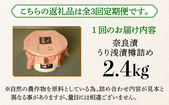 【先行予約】【全3回定期便】【明治神宮ご奉献品】奈良漬 「琥珀漬」 うり浅漬 樽詰め 2.4kg《築上町》【有限会社奈良漬さろん安部】奈良漬 奈良漬け [ABAE055] 99000円 9万9千円