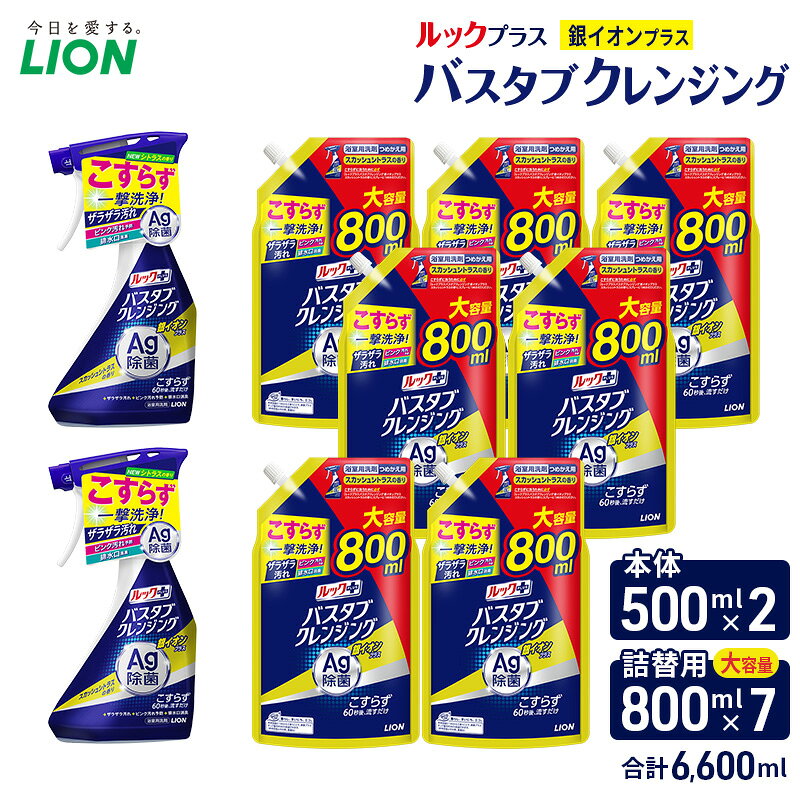 【ふるさと納税】ルックプラス　バスタブクレンジング銀イオンプラス　スカッシュシトラスの香り（本体×2個、詰め替え大×7個）or（詰め替え大×6個）おふろ用 詰替 日用品 消耗品 お風呂用洗剤 バスタブ洗剤 詰め替え用 銀イオン配合 除菌