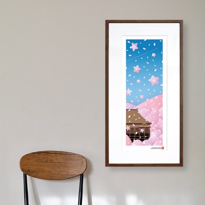 ＼注目の和紙アート/ 【絵画】京の春(清水寺と桜)額装サイズ300mmx600mm　阿波紙【1271847】