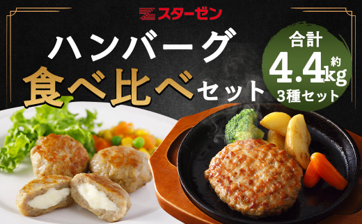 
ハンバーグ食べ比べ3種セット　計4.35kg　【07214-0220】
