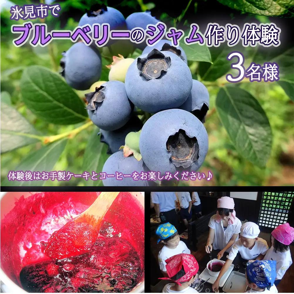 氷見市でブルーベリーのジャム作り体験３名様●ケーキとコーヒー付き