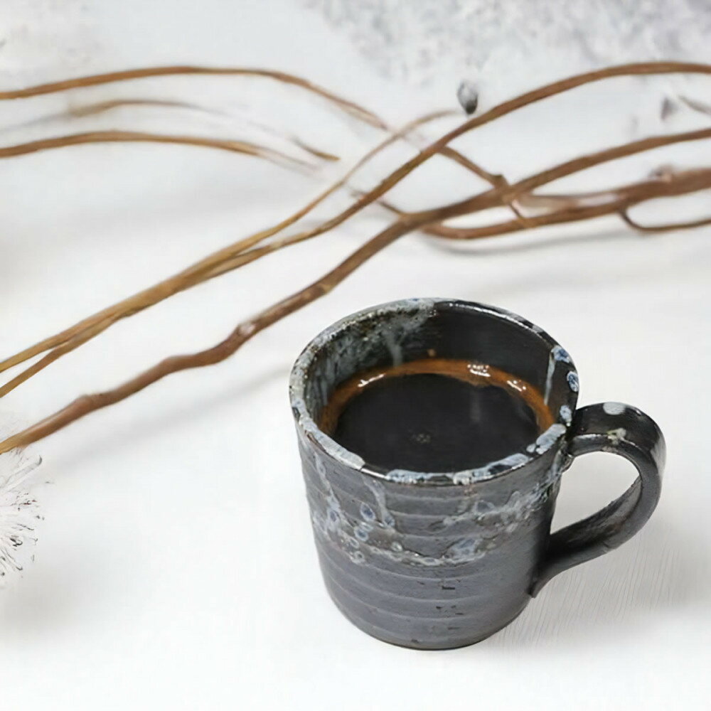 【ふるさと納税】信楽焼 陶器製 黒雹 切立マグカップ