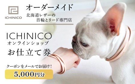 ICHINICOオンラインショップ お仕立て券5,000円分 ペット 本革 首輪 ショルダーリード 迷子札チョーカー 犬 猫 オーダーメイド 迷子札 名前入り 刻印 イチニコ 北海道ふるさと納税 千歳市 ふるさと納税 北海道千歳市