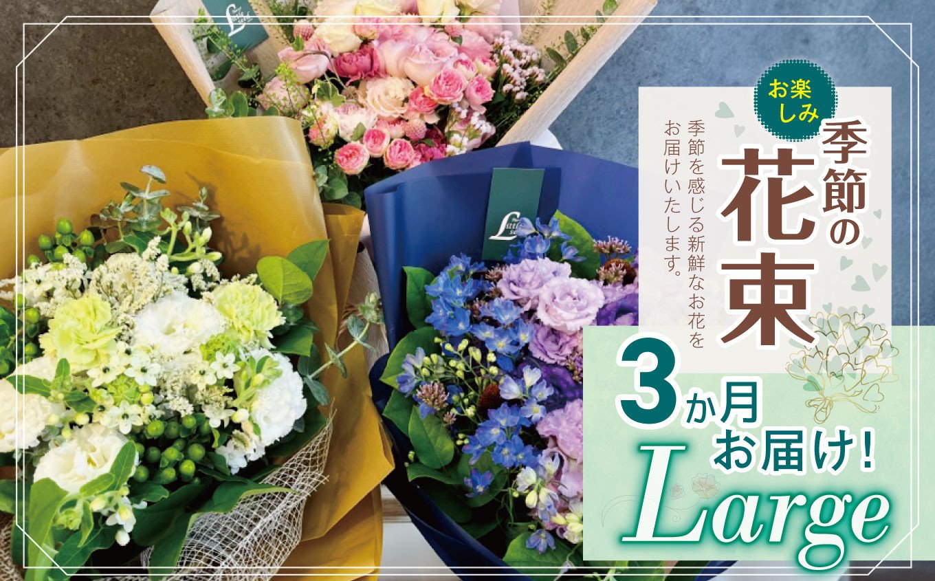 
            3か月 お届け お楽しみ！ 季節 の 花束 「Large」 | ブーケ タイプ 高さ約40cm 横幅約23cm お花 flower フラワー ふらわー 花 はな リトルシード インテリア 植物 定期便 お任せ お見舞い ギフト お祝い 誕生日 親孝行 プレゼント贈り物 新鮮 調布 東京都
          
