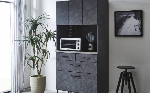 フィオーレ90 キッチンボード LBR・DGY 強化紙 ステンレス 食器棚 キッチン収納 パン作り ピザ作り 料理 インダストリアル 家具 インテリア 福岡県 柳川市 送料無料