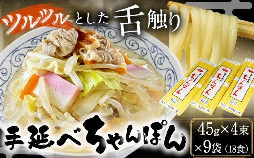 手延べちゃんぽん 45g×4束×9袋 18食 麺工房さかもと《30日以内に出荷予定(土日祝除く)》岡山県 浅口市 送料無料
