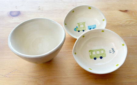 【瀬戸焼】子供用食器セット(汽車・バス)贈答品対応【1448525】