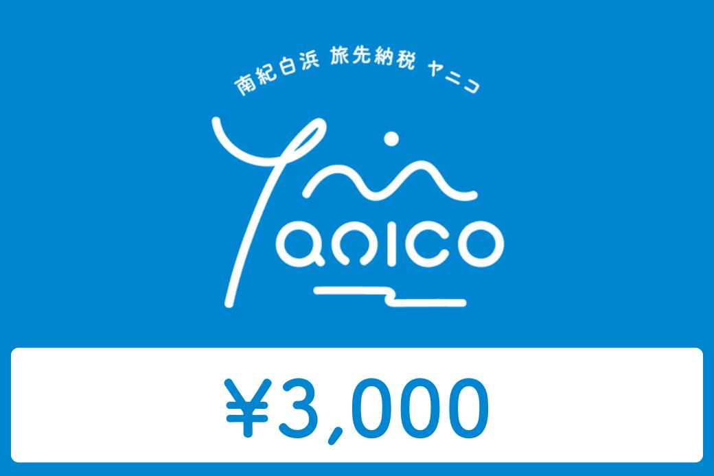 【JALの旅先納税】 電子商品券 南紀白浜 Yanico（ヤニコ）3,000円分