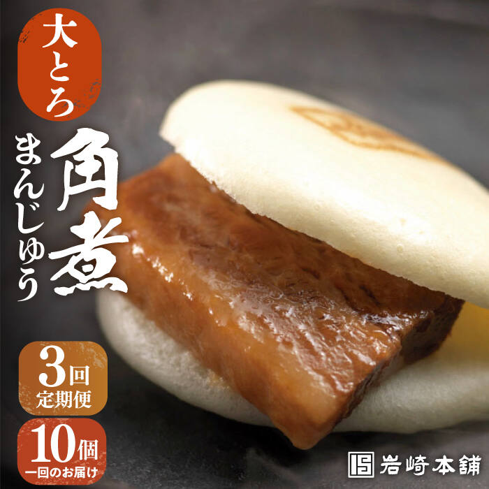 【ふるさと納税】【全3回定期便】【化粧箱】長崎大とろ角煮まんじゅう10個 長与町/岩崎本舗[EAB019] 角煮 角煮まん 長崎 角煮まんじゅう 岩崎 岩崎本舗 定期便 定期 3回 3ヶ月
