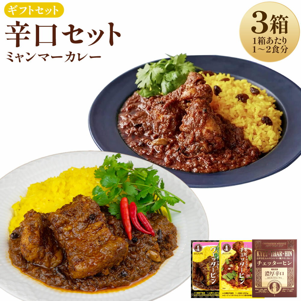 【ふるさと納税】ギフトセット 【辛口セット】 （濃厚辛口×1 ／ チェッターヒン極辛×1 ／ ウェッターヒン極辛×1） 250g×3箱 カレー ミャンマーカレー レトルトカレー レトルト ミャンマー 辛口 常温 東京都 武蔵野市 送料無料