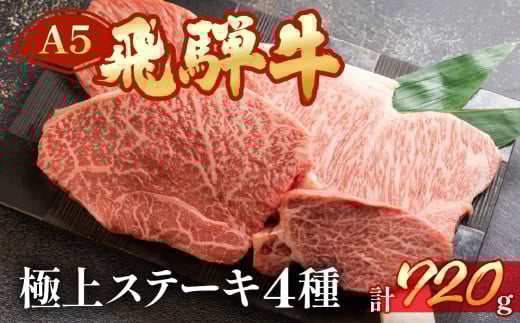 飛騨牛ステーキ食べ比べセット【ヒレ 約150g （1枚）/ サーロイン約190g（1枚） ・イチボ ・ランプ  各 約190g（1～2枚）　計 約720g】【冷凍】ブランド牛 牛肉 国産 下呂温泉 牛 おすすめ 高級