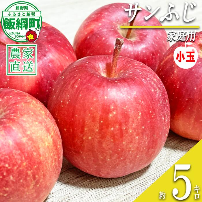 【ふるさと納税】 りんご 小ささに訳あり サンふじ 家庭用 ( 小玉 ) 5kg 大友農場 エコファーマー認定 沖縄県への配送不可 令和8年度収穫分 長野県 飯綱町 【 信州 果物 フルーツ リンゴ 林檎 長野 予約 農家直送 11000円 】発送時期：2027年1月上旬〜2027年2月末 {**}