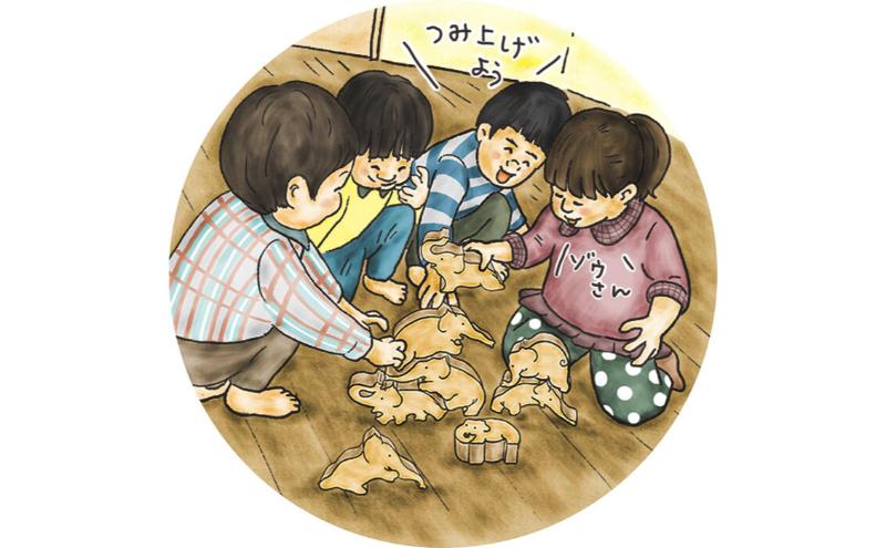 木のおもちゃ/象のサーカス おもしろ積み木 世界まる見え特捜部に登場♪  日本製 プレゼント 誕生日 出産祝い リハビリ ゲーム 木製
