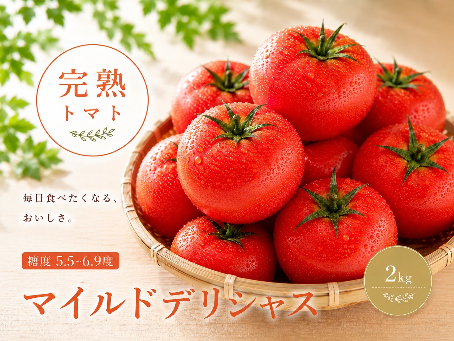 
                  トマト デリシャスファームのトマト マイルドデリシャス  2kg  2キロ箱  / とまと 野菜 産地直送 農家直送【delf045】
                