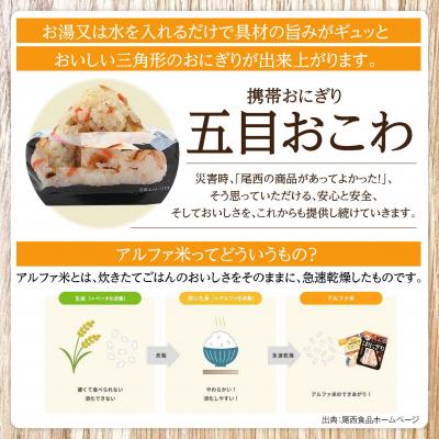 ふるさと納税 大崎市 【5年保存】尾西の携帯おにぎり 五目おこわ50個セット アルファ米 防災 備蓄 保存食 非常食 |  | 01