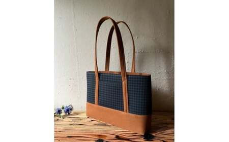 【2026年6月上旬発送開始】【 AKIRA オリジナル】【マツコの知らない世界 で紹介されました！】中型スリムトートバッグ 千鳥格子グリーン×茶色帆布 軽量 軽い 日本製 キャンバス 帆布 横型 肩