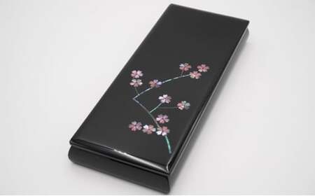 ペンBOX 桜（貝入）黒 雑貨 日用品 文房具 工芸品 
