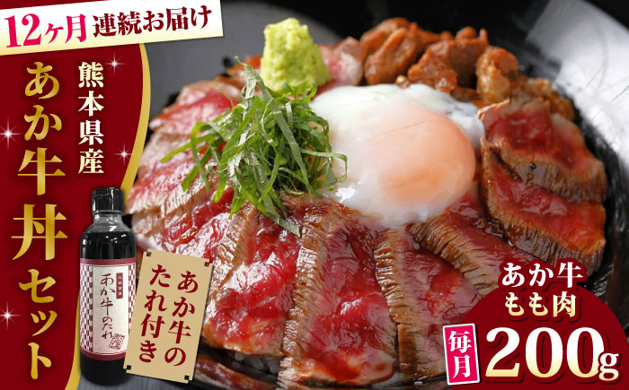 
【全12回定期便】熊本県産 あか牛 あか牛丼セット モモ 200g 冷凍 専用タレ付き あか牛のたれ付き 熊本和牛【有限会社 三協畜産】[YCG089]
