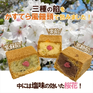 三島ざくら６個入　詰め合わせ　カステラ風饅頭　黒糖餡　栗餡　しそ餡【和菓子 お菓子 スイーツ 1936年創業 和菓子店　販売以来40余年愛されている三島銘菓 静岡県 三島市 】