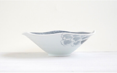 A40-225 有田焼 泰山 うす墨牡丹 手なぶり平菓子鉢 銘々皿セット