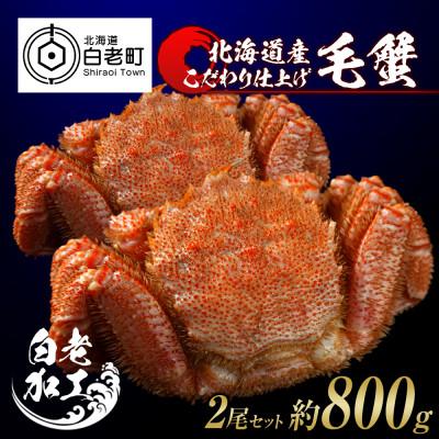 ふるさと納税 白老町 毛蟹 ボイル済み 冷凍 2尾セット 約800g BM058