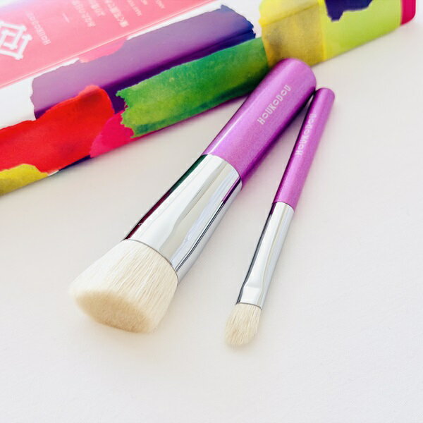 【ふるさと納税】熊野化粧筆 ファンデブラシピンク（小）＆シャドーブラシ 熊野筆ほうこどう【メイクブラシ 化粧筆 ファンデーションブラシ アイシャドーブラシ 熊野筆 伝統工芸 職人技 高級筆 セット ケース ギフト 贈り物】