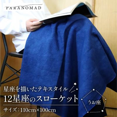 ふるさと納税 与謝野町 《12星座のスローケット うお座 藍染》 インテリアやブランケットに、星座を描いたテキスタイル