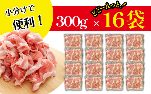 【年末限定受付！】ホエー豚 切り落とし 4.8kg（豚肉 豚 切り落とし こま切れ 小間切れ 小分け しゃぶしゃぶ）