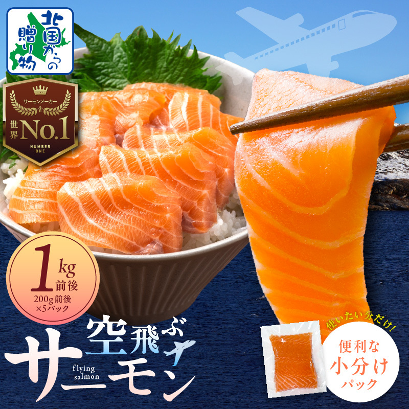 【期間限定】アトランティック サーモン 1kg前後＋はしっこ100g【小分け 200g×5P 刺身 海鮮 カルパッチョ ムニエル 北国からの贈り物】 099H3606-2