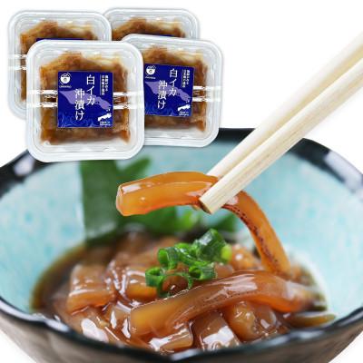 ふるさと納税 松江市 白イカ(ケンサキイカ)の沖漬け130gの4個セット!島根県沖で獲れた新鮮なイカを特製タレにつけた逸品