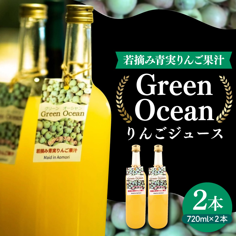 りんごジュース 青森 ストレート 甘さ控えめ 720ml×2本 【GreenOcean】 プレゼント 贈答 飲料 食事に合う さっぱり 樹上選果 摘果 青森県 五所川原市 アップルジュース りんご 果