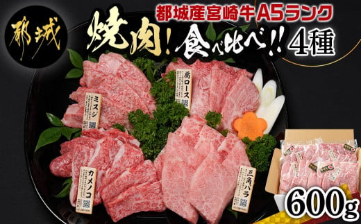 
≪A5ランク≫都城産宮崎牛食べ比べ焼肉4種セット(真空)_AC-I501_(都城市) 都城産 宮崎牛 A5 焼肉 おまかせ 150g 4種類 真空 肩ロース ミスジ 三角バラ カイノミ トモサンカク カメノコ
