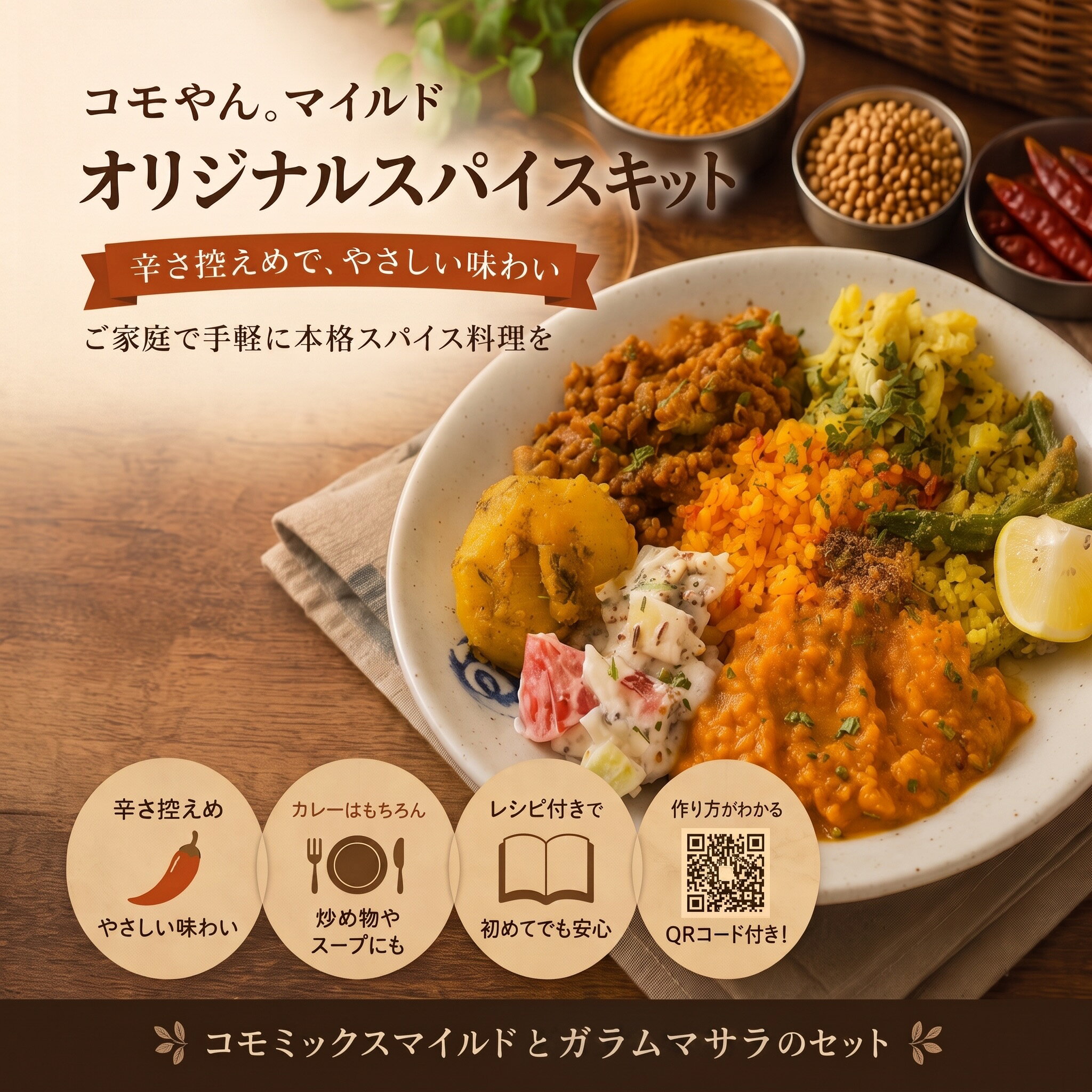 【ふるさと納税】コモやんマイルドオリジナルスパイスキット カレー食堂コモやん 山口県 防府市 O-F39 スパイス調味料 ミックススパイス カレー用スパイス 本格 調理 手作り オリジナル 香辛料 料理用 自宅用
