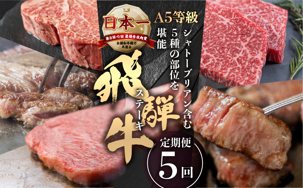
                  【発送開始月が選べる】[A5等級] 飛騨牛 ステーキ 5回 定期便 | ヒレ定期便 フィレ シャトーブリアン定期便 サーロイン定期便 モモ定期便 赤身定期便 霜降り定期便 牛肉定期便 肉定期便 和牛定期便 牛肉 肉 冷凍 焼肉定期便 ステーキ  定期便 肉 お楽しみ定期便 定期便 牛肉 本巣市 トキノ屋 食品 人気 125000円 のし対応可 ステーキ定期便 12月 発送 選べる 牛肉 選べる月
                