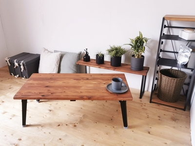 無垢材 折りたたみローテーブル ブラウン 約W100×D50cm｜リビング 子供部屋 収納 テーブル 無垢材 家具 本棚 収納 コンパクト 完成品 [2498]