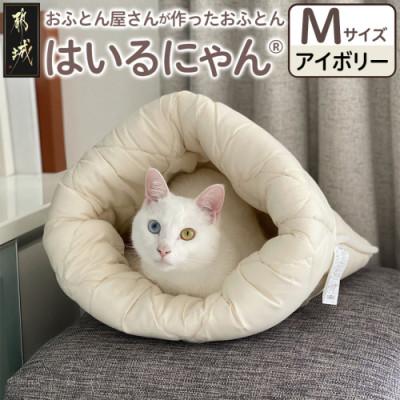 ふるさと納税 都城市 お布団屋さんが作った ねこのおふとん「はいるにゃん(R)」Mサイズ　アイボリー　ry0119mIV